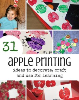 Best Toys 4 Toddlers - 31 Ideas to use apple printing and stamping for decoration, crafting, art and learning with toddlers and preschoolers!