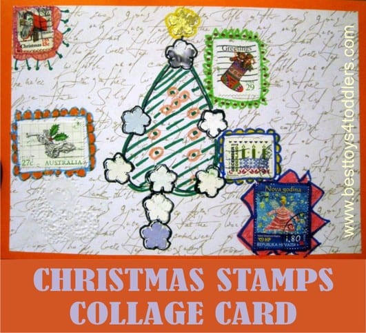 Christmas Stamps Collage Card - Day 19 in Blank Christmas Cards Advent Calendar