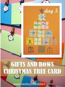 Gift and Bows Christmas Tree Card - Day 5 in Blank Christmas Cards Advent Countdown 