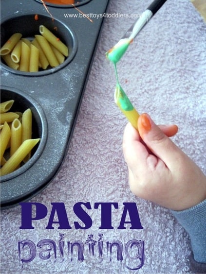Pasta Painting for #31DaySensoryPlayChallenge