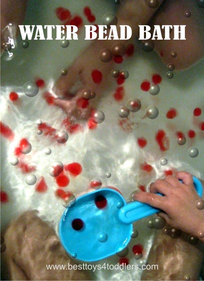 Water beads sensory play in a bathtub - simple idea to make bath time more fun for kids!