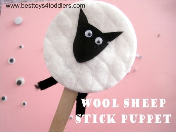 Wool Sheep Stick Puppet, diy toy for kids to make!