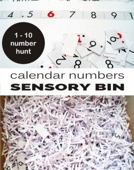 calendar numbers sensory play