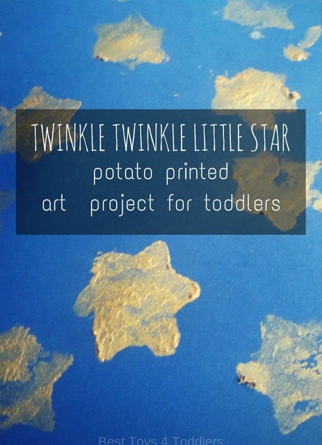 Simple art project for toddlers - potato stamped start to go with Twinkle Twinkle Little Star nursery rhyme.