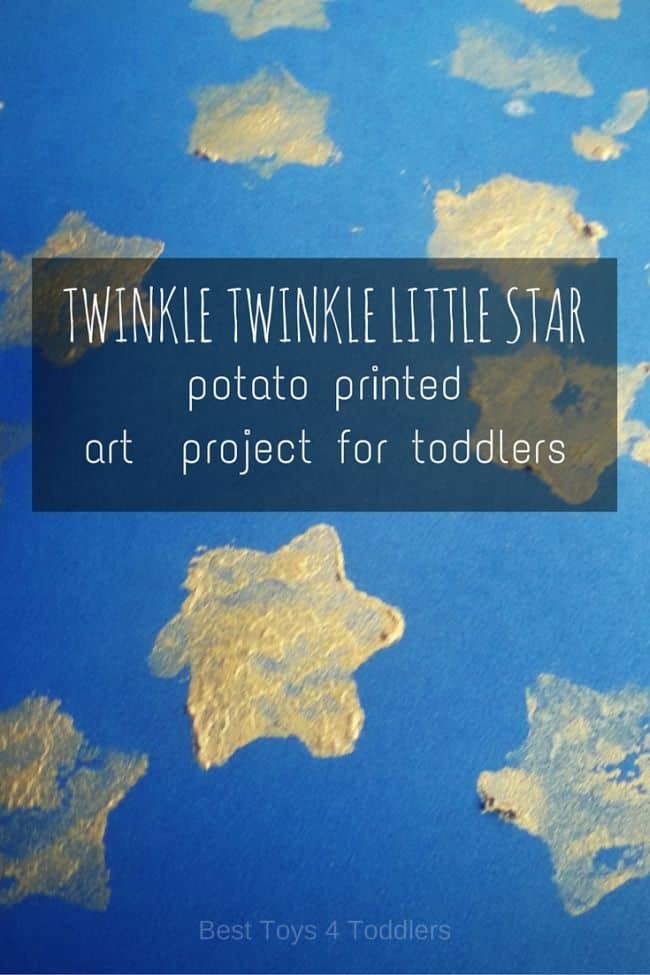 Simple art project for toddlers - potato stamped start to go with Twinkle Twinkle Little Star nursery rhyme. 