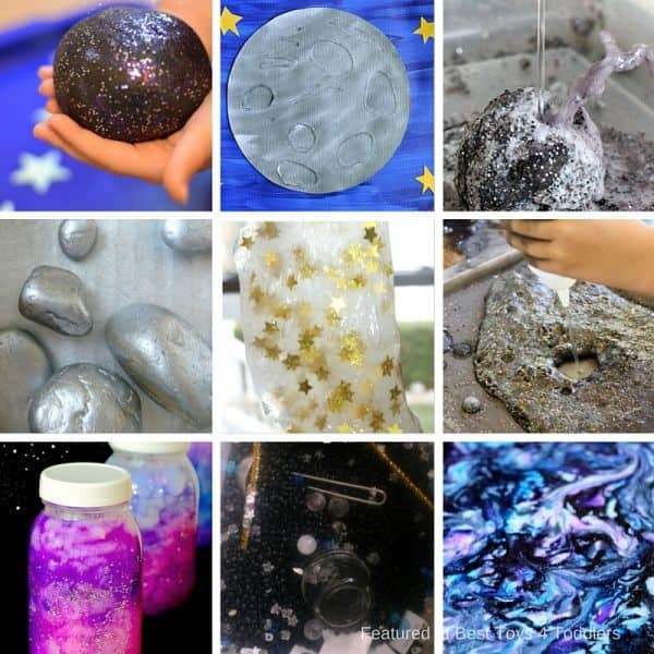 33 ideas to explore galaxy with toddlers and preschoolers - simple sensory play and more elaborate hands-on play ideas
