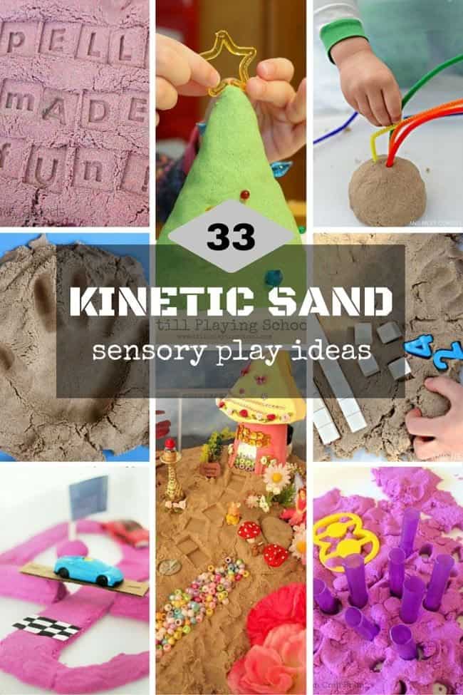 Kinetic sand play ideas for kids to explore and use for playful learning.