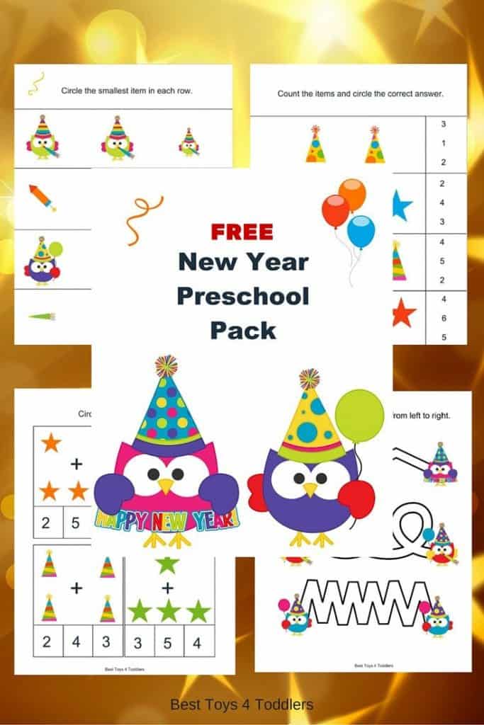 Year after year you can use this Free New Year Printable Pack with your toddlers and preschoolers! 