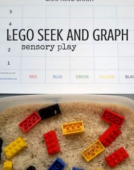 Best Toys 4 Toddlers - Lego Seek and Graph by Color - sensory learning activity for toddlers and preschoolers with free printable graphing chart