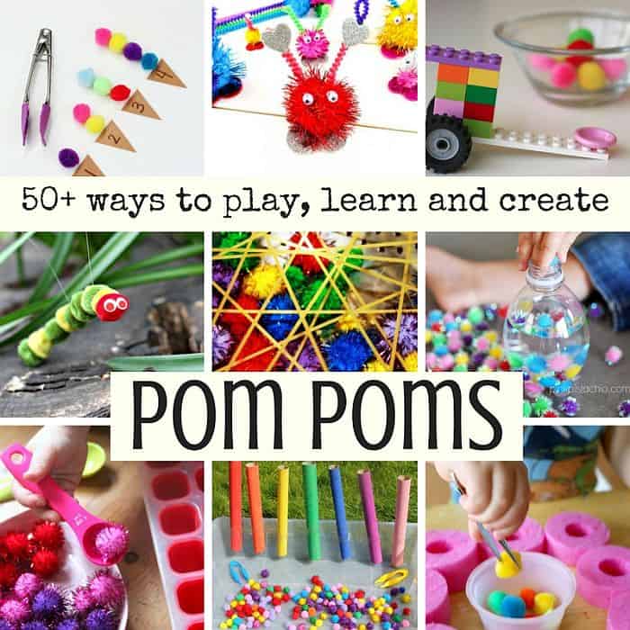 Best Toys 4 Toddlers - more than 50 ideas how kids can use pom poms for play, learning and art!