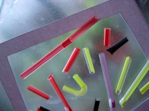 33 Out of the Box Activities with Drinking Straws - contact paper suncatcher