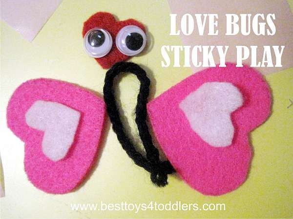 Love bugs play with sticky paper