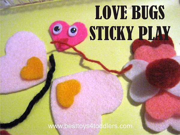 making love bugs for Valentine day with contact paper