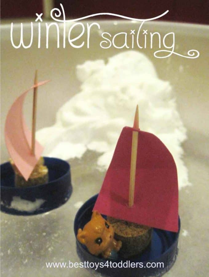 Winter Sailing - pretend / sensory play with fake snow for toddlers