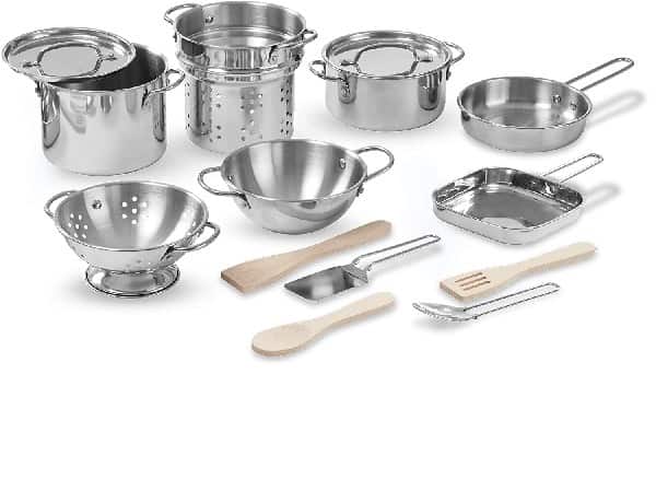 Melissa & Doug Deluxe Stainless Steel Pots & Pans Play Set
