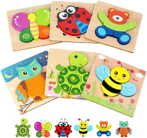 Best Toys 4 Toddlers - Best learning toys for 1 year old boys and girls - Wooden Jigsaw Kids Puzzles Animals