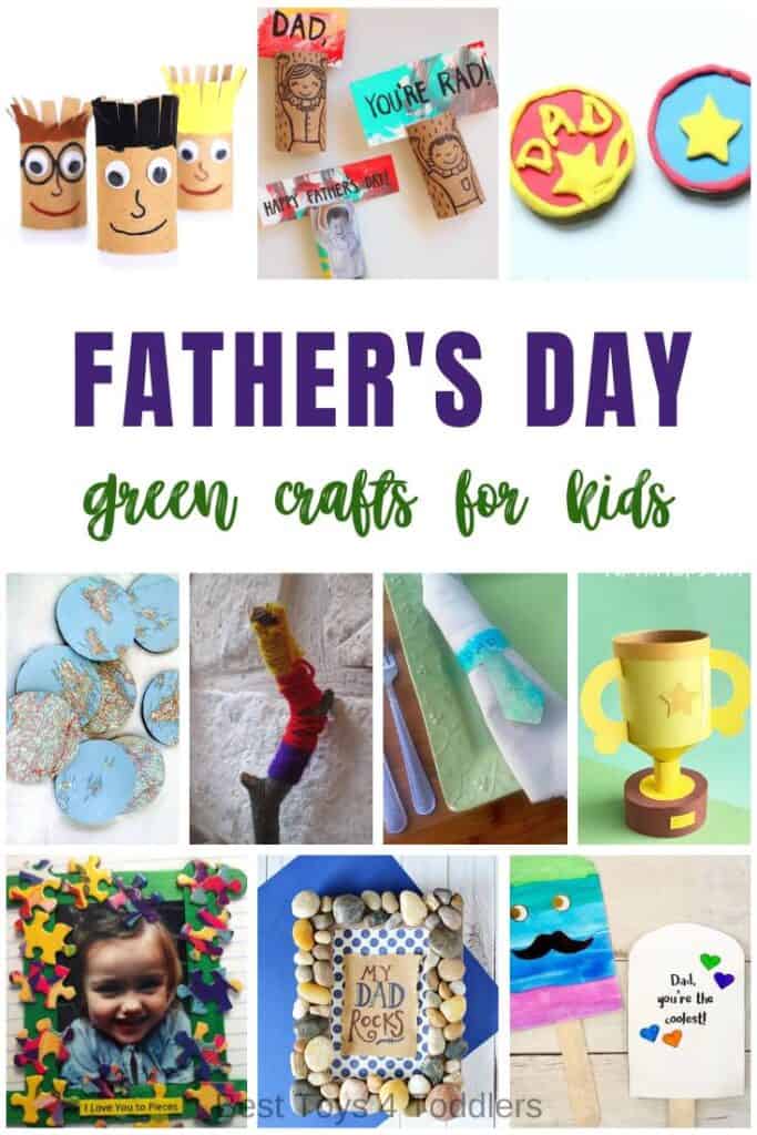 The best green Father's day crafts for kids made from items commonly found in a recycle bin. Easy and cheap Father's day crafts made using recycled materials.